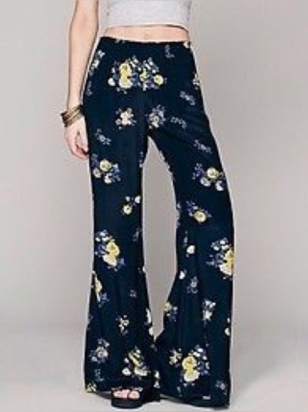 Free People FP One Black Floral Thar Desert Printed Pattern Pull On Pants XS NWT